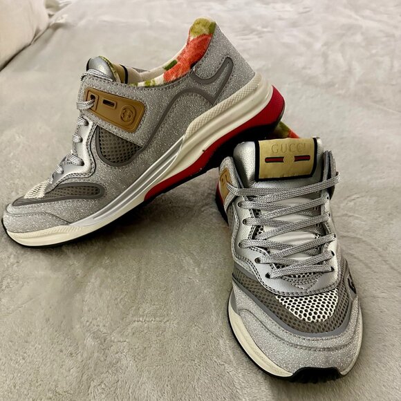 Gucci Interlocking G Logo Glitter Sneakers Size 39 - Picture 2 of 6